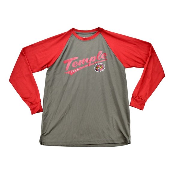 OVB Temple Owls Adult‎ T-shirt Size Large Red/Gray - Picture 1 of 3